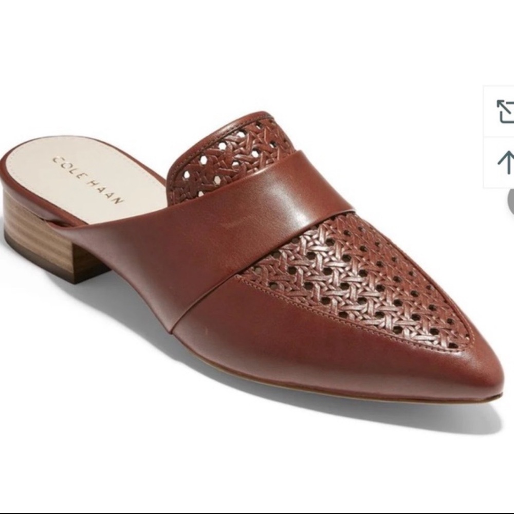 Cole Haan Women's Brown Leather Woven Mules